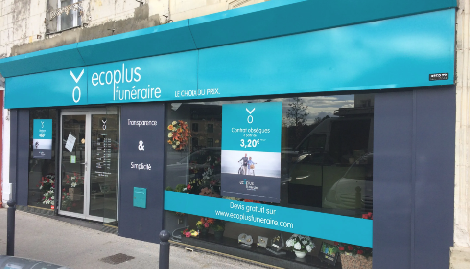 Devanture du magasin Ecoplus Funéraire